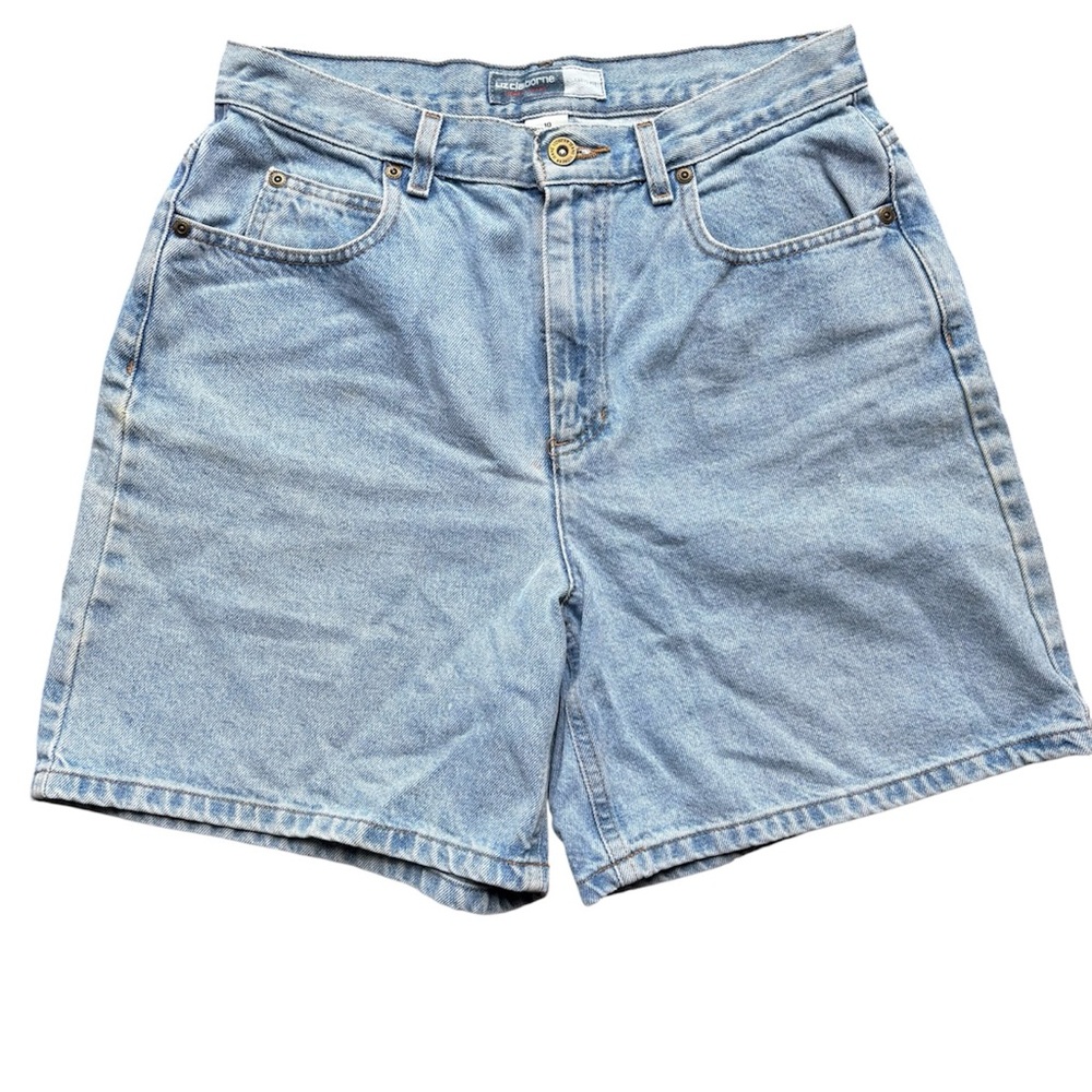 Vintage 90s Liz Claiborne Light Wash Blue Denim High Rise Jean Shorts 30"